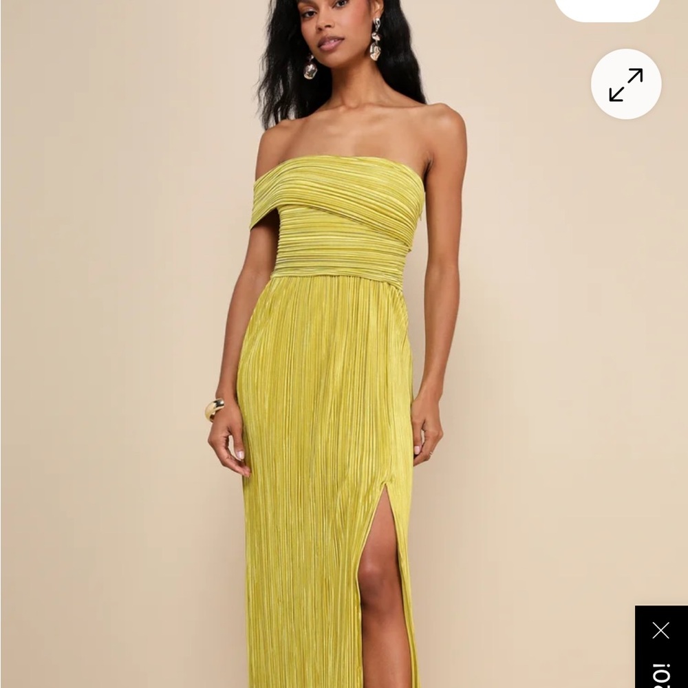 Lulu's One-Shoulder Chartreuse Dress